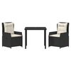 vidaXL Garten Essgruppe 3 pcs Schwarz Poly-Rattan