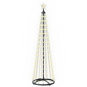vidaXL LED-Kegelbaum 180 cm 250 LEDs Warmes Wei&szlig; Stahl Wei&szlig;