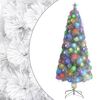 vidaXL K&uuml;nstlicher Weihnachtsbaum mit Beleuchtung Wei&szlig; 240cm Glasfaser