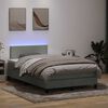 vidaXL Boxspringbett mit Matratze & LED Hellgrau 120x220 cm Samt