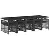 vidaXL 11-tlg. Garten-Essgruppe mit Kissen Schwarz Poly Rattan