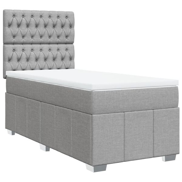 vidaXL Boxspringbett mit Matratze Hellgrau 90x190 cm Stoff