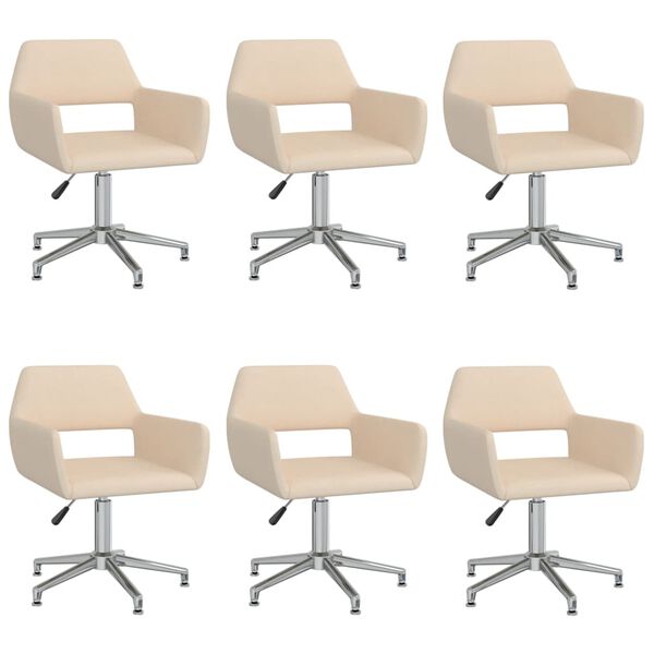 vidaXL Esszimmerst&uuml;hle 6 Stk. Drehbar Creme Stoff
