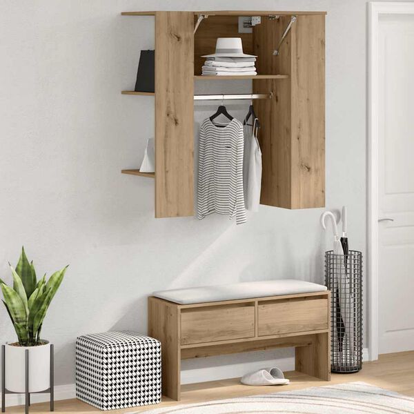 vidaXL Flurschrank Artisan-Eiche 97,5x37x99 cm Holzwerkstoff