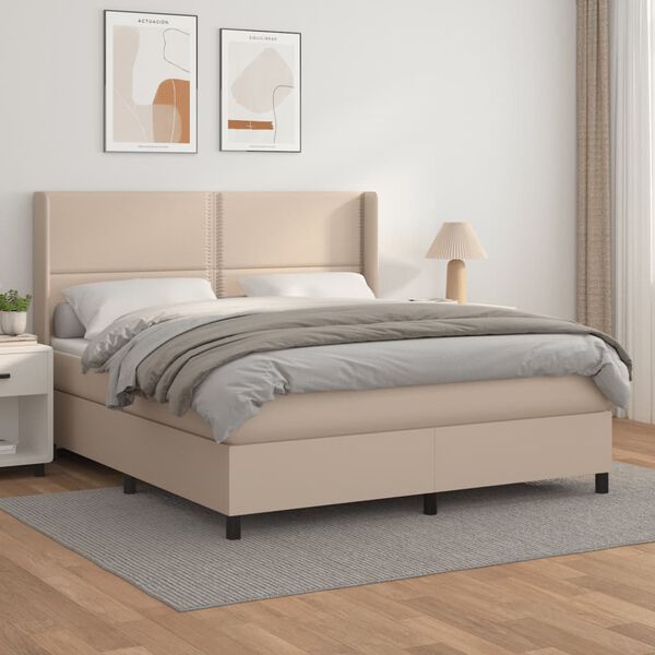 vidaXL Boxspringbett Matratze Cappuccino-Braun 180x200 cm Kunstleder