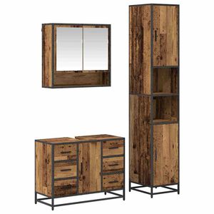 vidaXL Badezimmerm&ouml;bel-Set mit Schubladen 3 pcs Altholz Holzwerkstoff