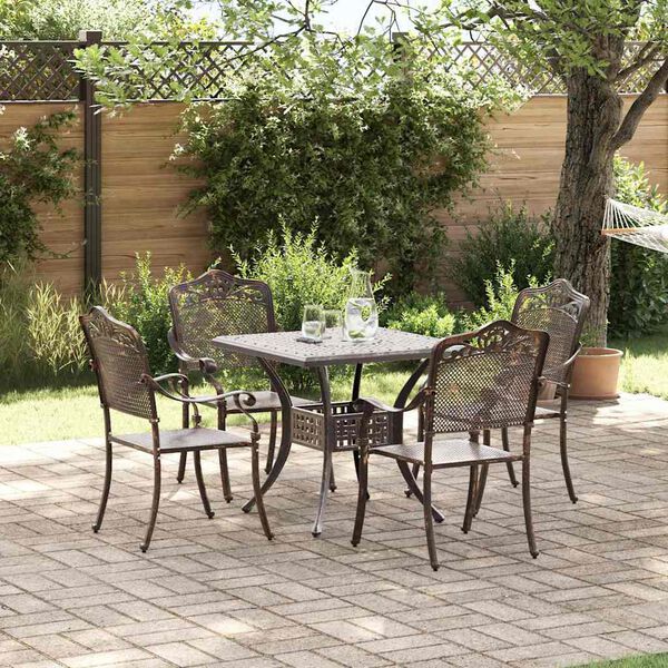 vidaXL Gartentisch Set 5 pcs Bronze Gussaluminium