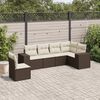 vidaXL 6-tlg. Garten-Sofagarnitur mit Kissen Braun Poly Rattan