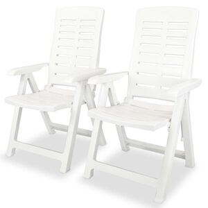 vidaXL Verstellbare Gartenst&uuml;hle 2 Stk. Kunststoff Wei&szlig;