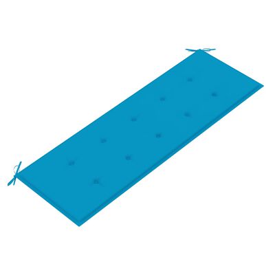 vidaXL Gartenbank mit Blauer Auflage 150 cm Massivholz Teak