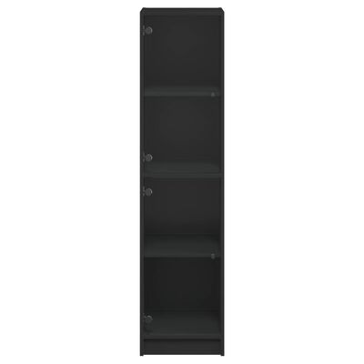 vidaXL Highboard mit Glastüren Schwarz 35x37x142 cm