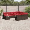 vidaXL 11-teiliges Gartensofa-Set mit Kissen, braun, Polyrattan
