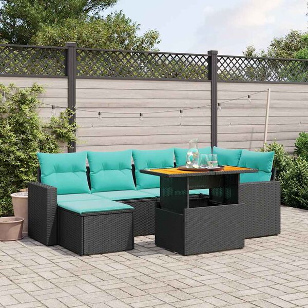 vidaXL 11-tlg. Garten-Sofagarnitur mit Kissen Beige Poly Rattan