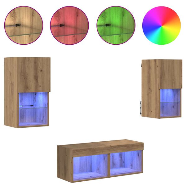 vidaXL TV-Wandregale Wandmontiert 4 pcs Artisan-Eiche Holzwerkstoff