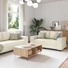 vidaXL Sofa 2 pcs Beige Leinenmischgewebe