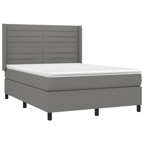 vidaXL Boxspringbett mit Matratze Dunkelgrau 140x200 cm Stoff