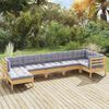 vidaXL 7-tlg. Garten-Lounge-Set mit Grauen Kissen Kiefer Massivholz