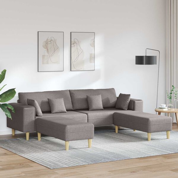 vidaXL Sofa mit Kissen 3 pcs Taupe Stoff