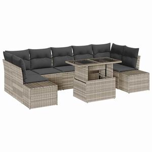 vidaXL Garten-Sofa-Set mit Kissen 8 pcs Hellgrau und Dunkelgrau