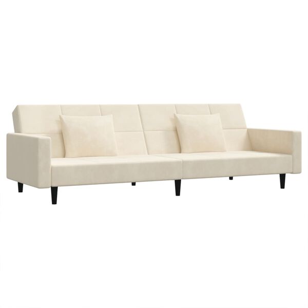 vidaXL Schlafsofa 2-Sitzer mit 2 Kissen Creme Samt