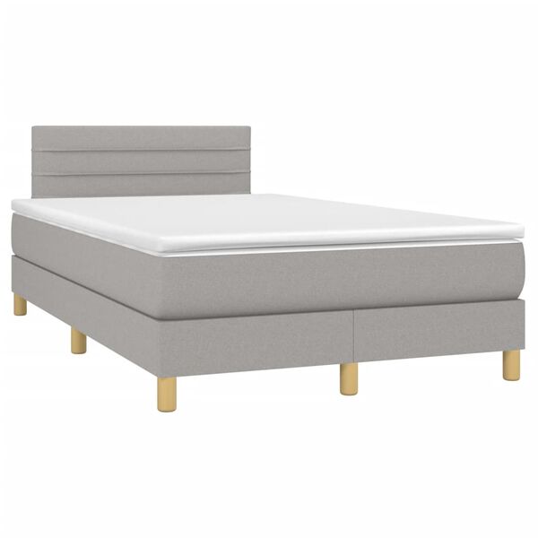vidaXL Boxspringbett mit Matratze Hellgrau 120x190 cm Stoff