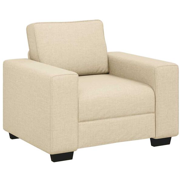vidaXL 3-teiliges Sofa-Set mit Kissen, cremefarbener Stoff