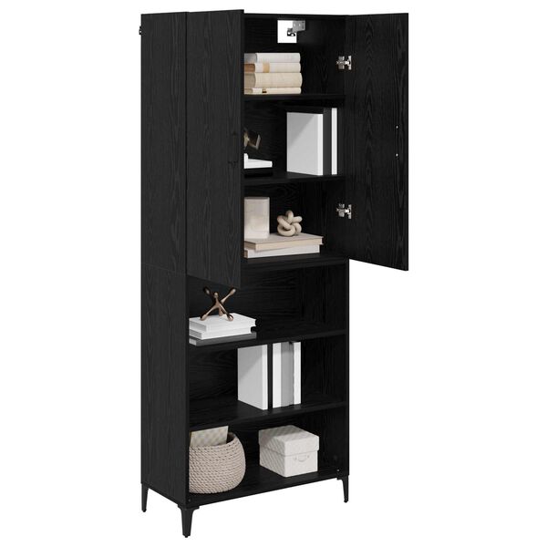 vidaXL Highboard Schwarz Eichen-Optik 69,5 x 34 x 180 cm Holzwerkstoff