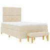 vidaXL Boxspringbett mit Matratze Creme 120 x 200 cm Stoff