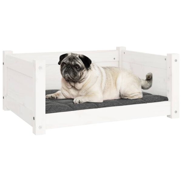 vidaXL Hundebett Weiß 65,5 x 50,5 x 28 cm Massivholz Kiefer
