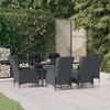 vidaXL 7-tlg. Garten-Essgruppe Dunkelgrau Poly Rattan