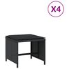 vidaXL Gartenhocker mit Kissen 4 Stk. Schwarz 41x41x36 cm Poly Rattan