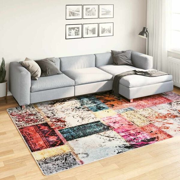 vidaXL Teppich Waschbar Patchwork Mehrfarbig 190x300 cm