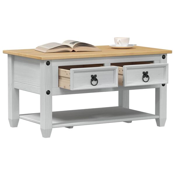 vidaXL Couchtisch Wei&szlig; 85 x 50 x 45 cm Massives Kiefernholz