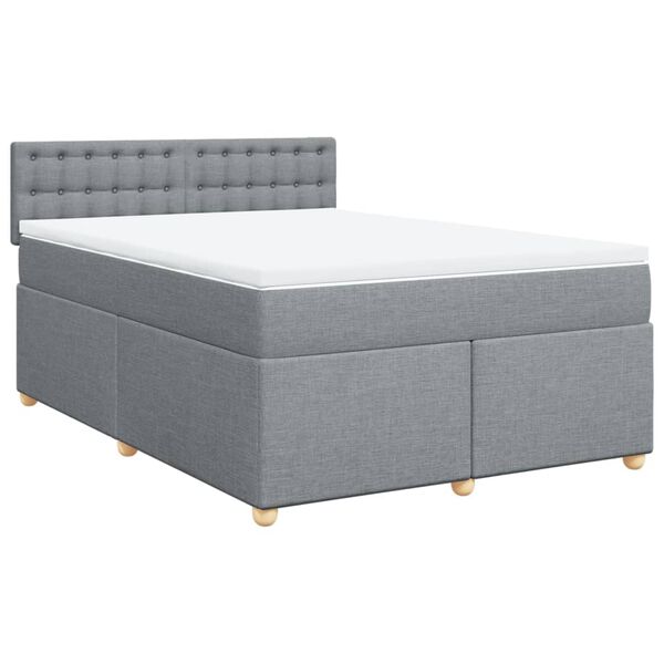vidaXL Boxspringbett mit Matratze Hellgrau 140x190 cm Stoff