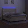 vidaXL Boxspringbett mit Matratze & LED Creme 180x200 cm Stoff