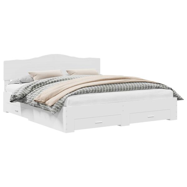 vidaXL Bettrahmen mit Kopfteil Weiß 180 x 200 cm Holzwerkstoff