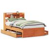 vidaXL Massivholzbett mit Regal ohne Matratze Wachsbraun 120x200 cm