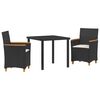 vidaXL Garten Essgruppe 3 stk. Schwarz Poly-Rattan