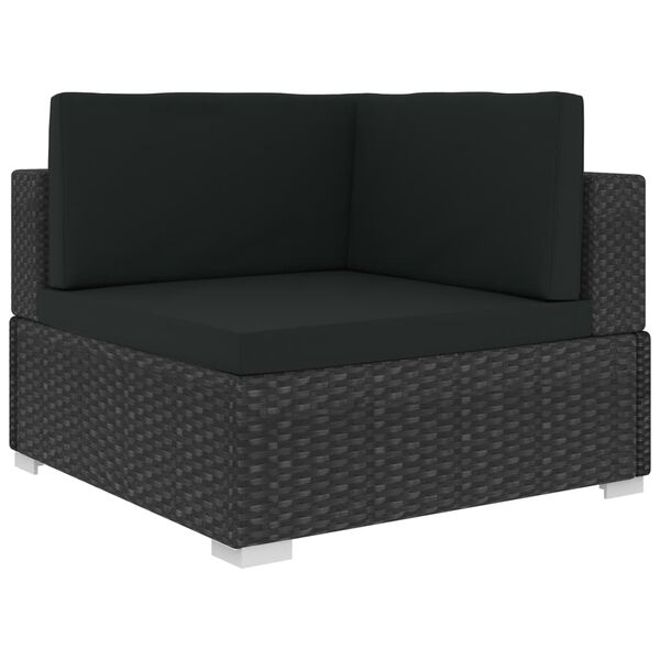 vidaXL 7-tlg. Garten-Lounge-Set mit Auflagen Poly Rattan Schwarz