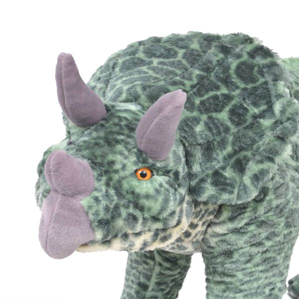 vidaXL Pl&uuml;schtier Triceratops Stehend Pl&uuml;sch Gr&uuml;n XXL
