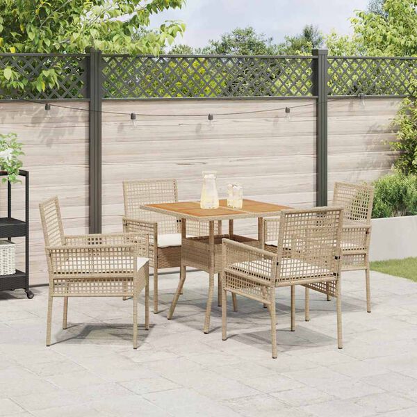 vidaXL Garten Essgruppe 5 pcs Beige Poly-Rattan