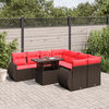 vidaXL 9-teiliges Gartensofa-Set mit Kissen, braun, Polyrattan