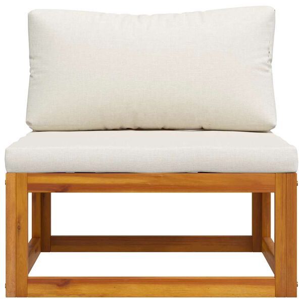 vidaXL Modular-Mittelsofa mit Cremewei&szlig;en Kissen Akazie Massivholz