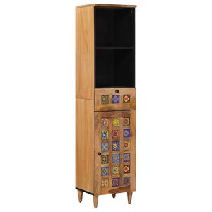 vidaXL Badezimmerschrank Natur 38 x 33 x 160 cm Massivholz Mango