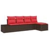 vidaXL Sofa Set mit Kissen 5 pcs Braun Poly Rattan