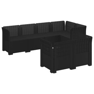 vidaXL 7-Sitzer Gartensofa Rattan-Look PP Anthrazit