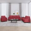 vidaXL 3-tlg. Sofagarnitur mit Kissen Weinrot Kunstleder