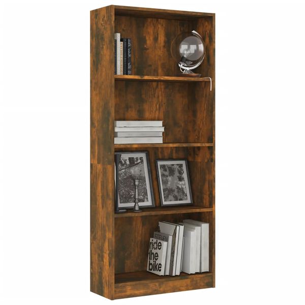 vidaXL B&uuml;cherregal 4 F&auml;cher R&auml;uchereiche 60x24x142 cm Holzwerkstoff