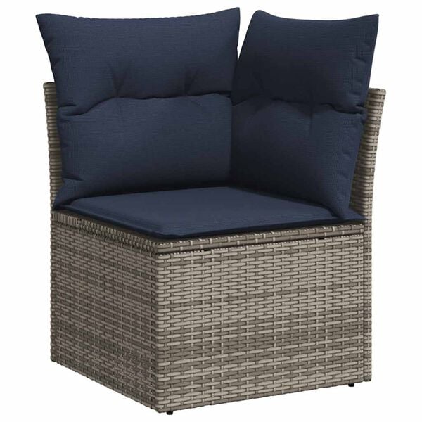 vidaXL 8-tlg. Garten-Sofagarnitur mit Kissen Grau Poly Rattan