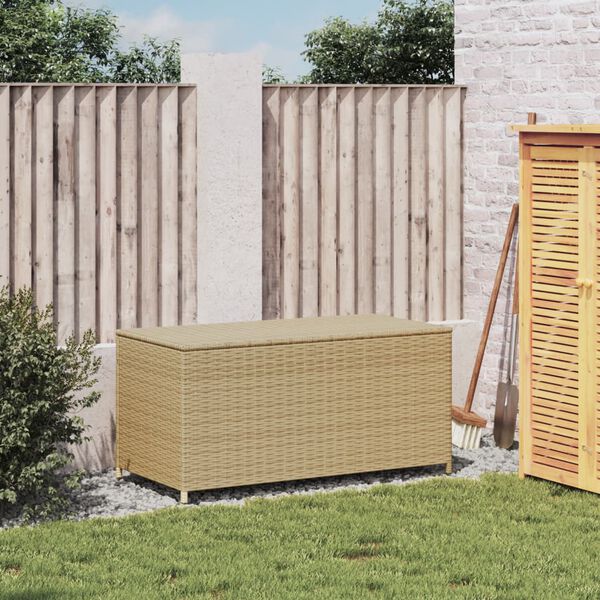vidaXL Gartentruhe Beige 190L Poly Rattan